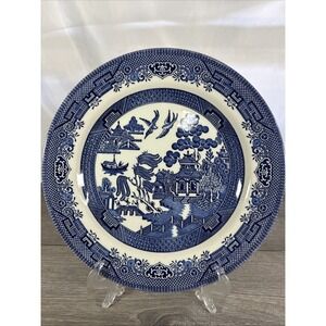 VTG Churchill Blue Willow Dinner Plate Staffordshire England 10.25"